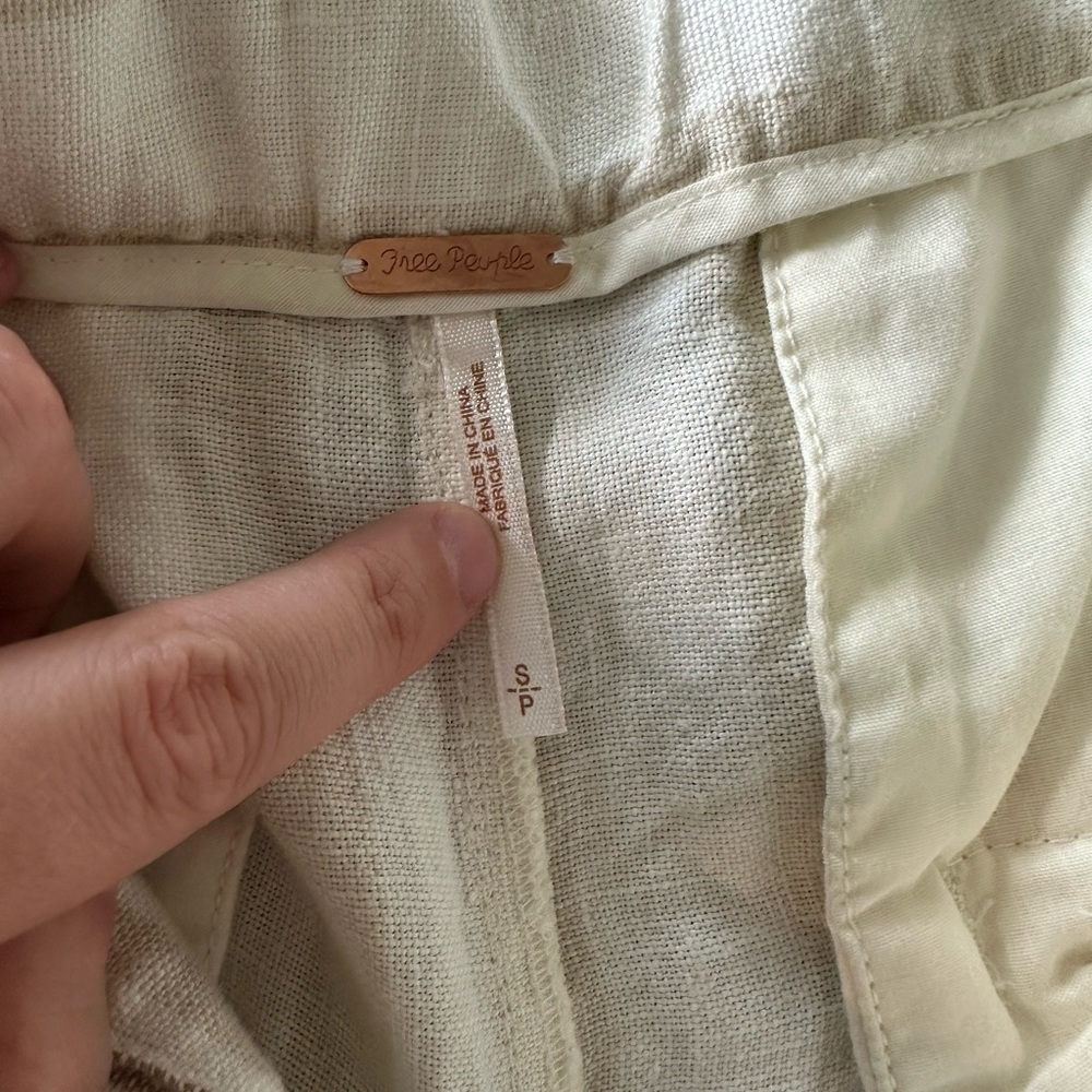 NWOT Free People Glory Days Striped 100% Linen Pants Frayed Hem size Small - Picture 9 of 16